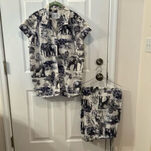 Cats pajamas pajamas size 1x cotton elepjhant print